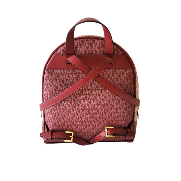 Michael Kors Rhea Medium Zip Backpack MK Logo Cherry Multicolor - Picture 3 of 7